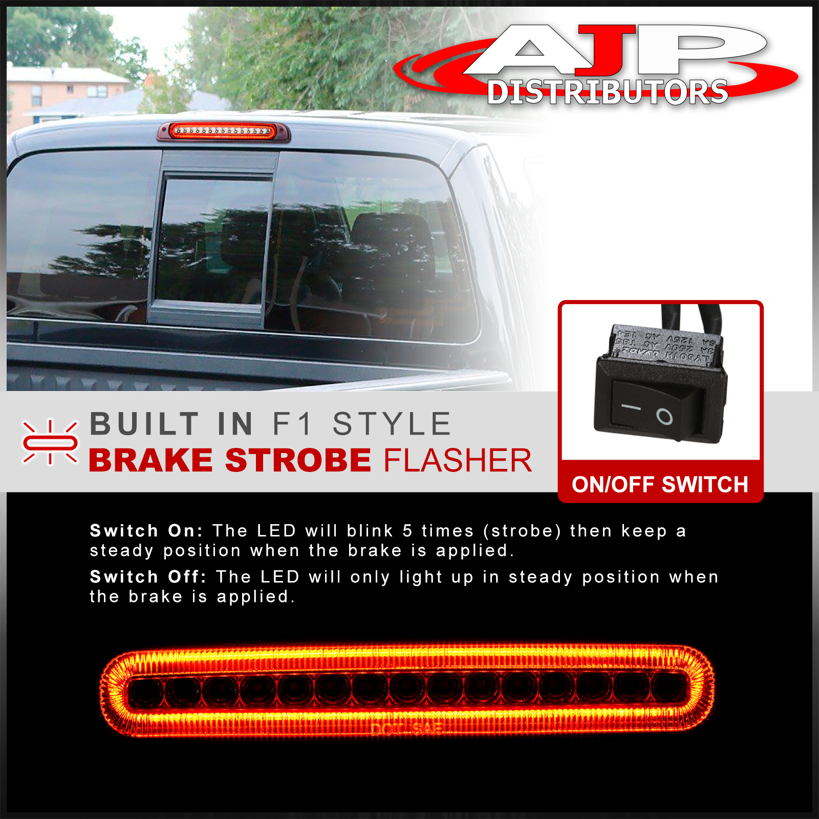 For 1993-2011 Ford Ranger Red Lens LED Third 3RD Brake Stop Light Cargo