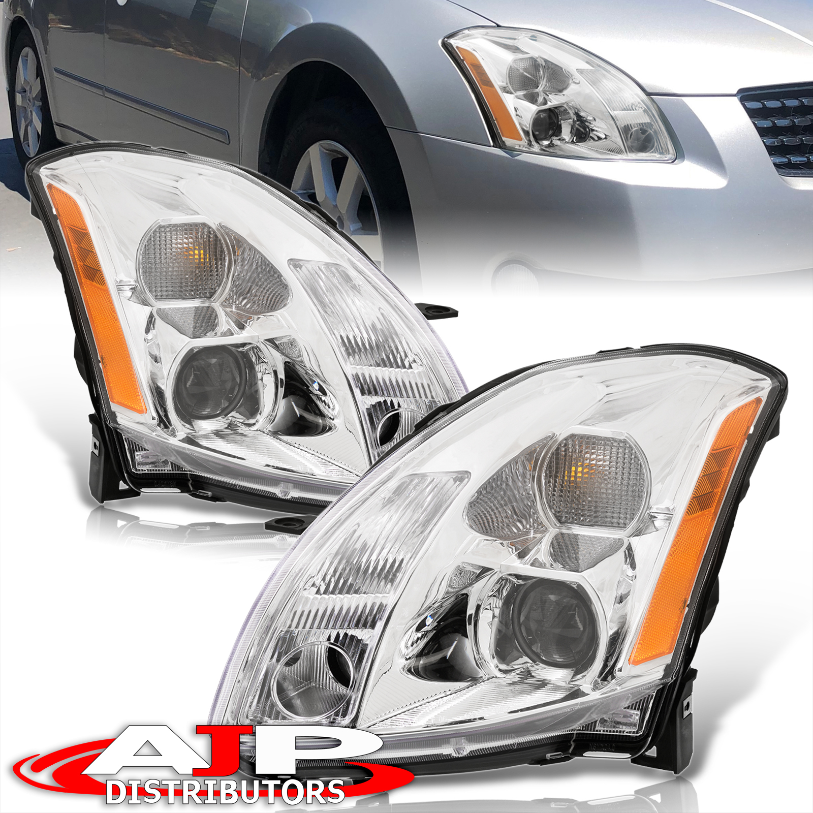 thumbnail image 2 of AJP Distributors Chrome Headlights Pair For 2004-2006 Nissan Maxima – Halogen 2 of 5