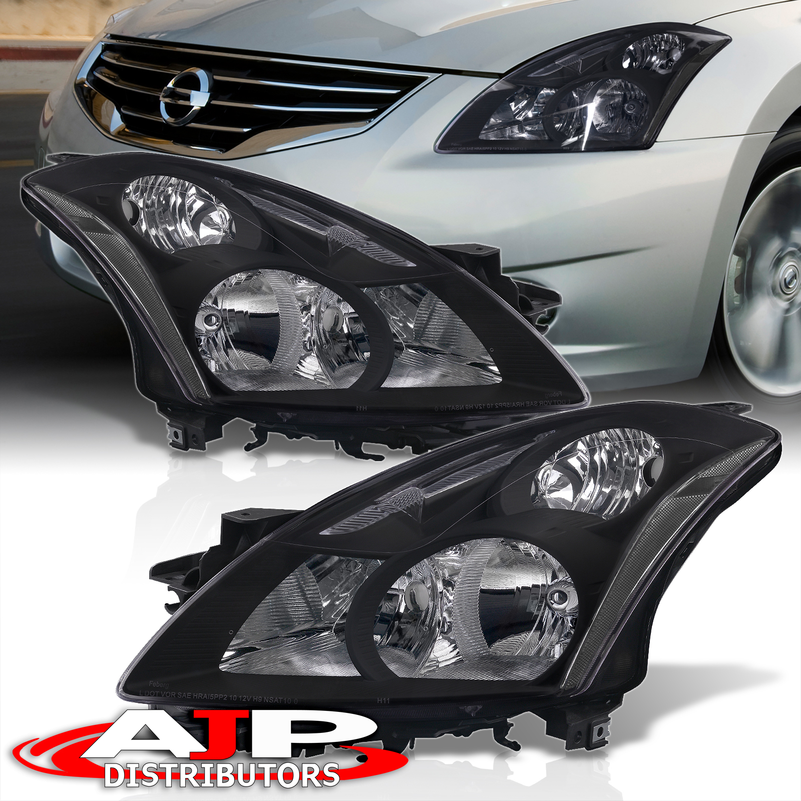 thumbnail image 2 of Chrome Clear OE Headlights Pair For 2010-2012 Nissan Altima Sedan – Driver & Passenger 2 of 5