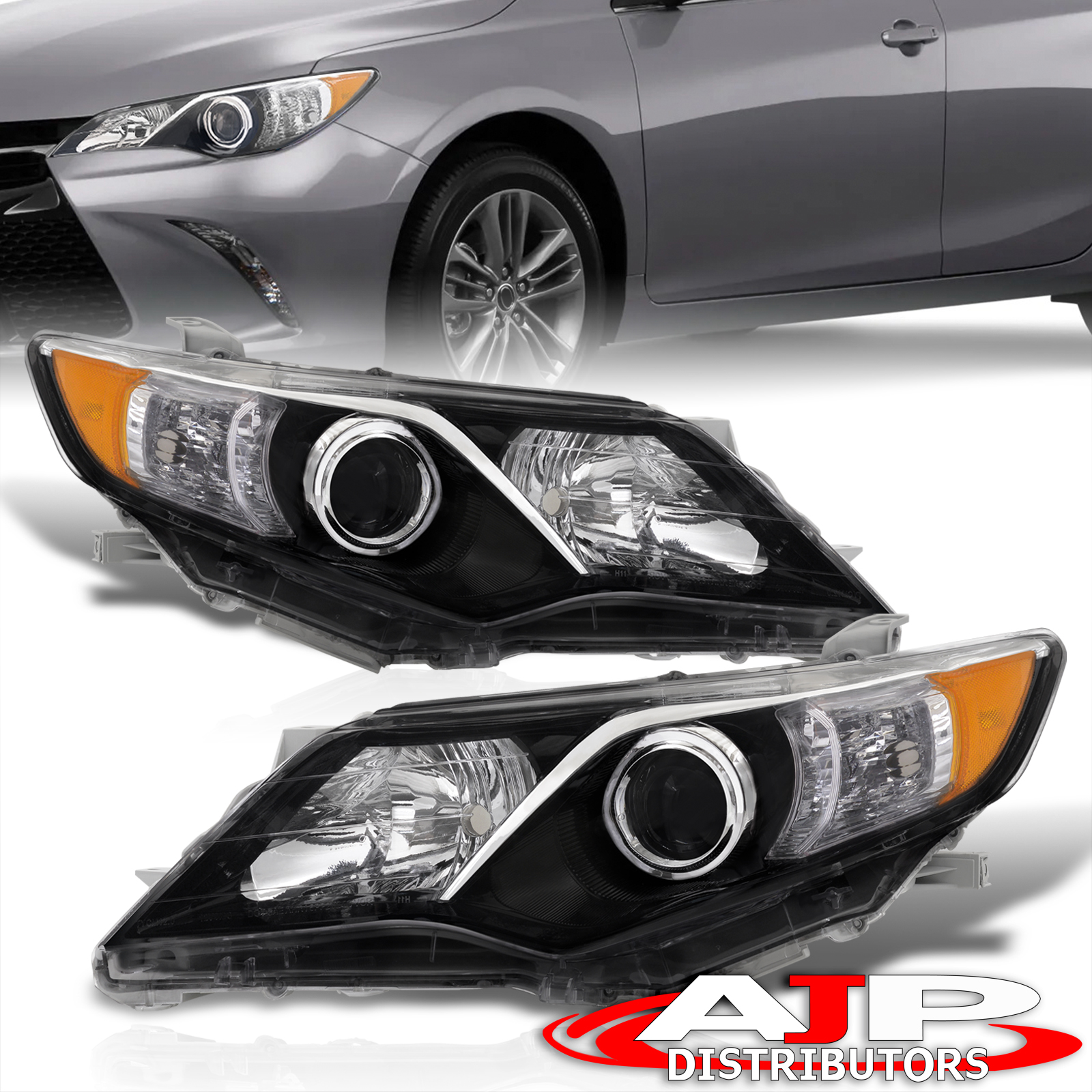 Black OE Style Head Lights Lamps Assembly Left+Right For 2012-2014