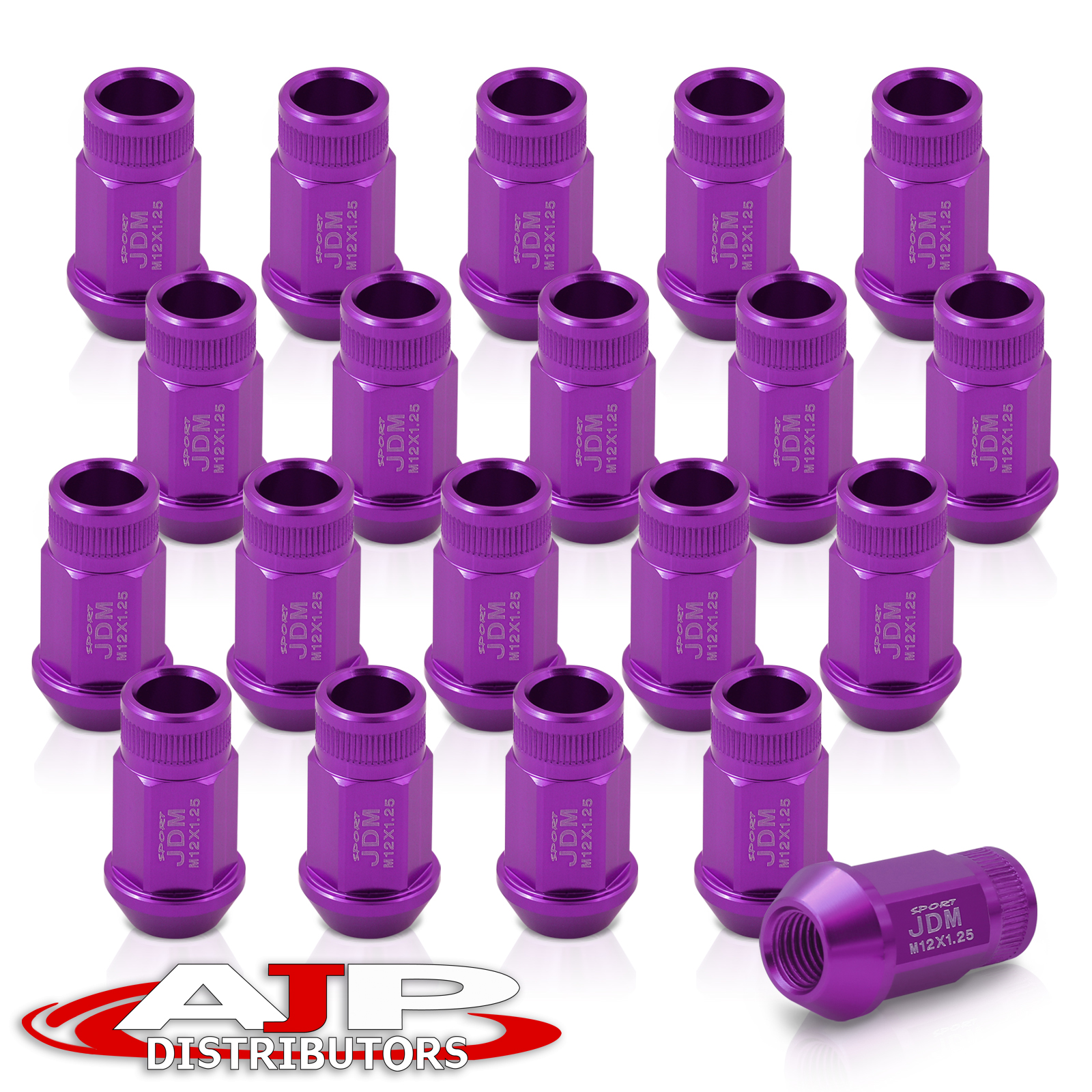 20-Piece Purple M12 X 1.25 Open End Aluminum Lug Nuts – Racing Drifting Style – Anodized