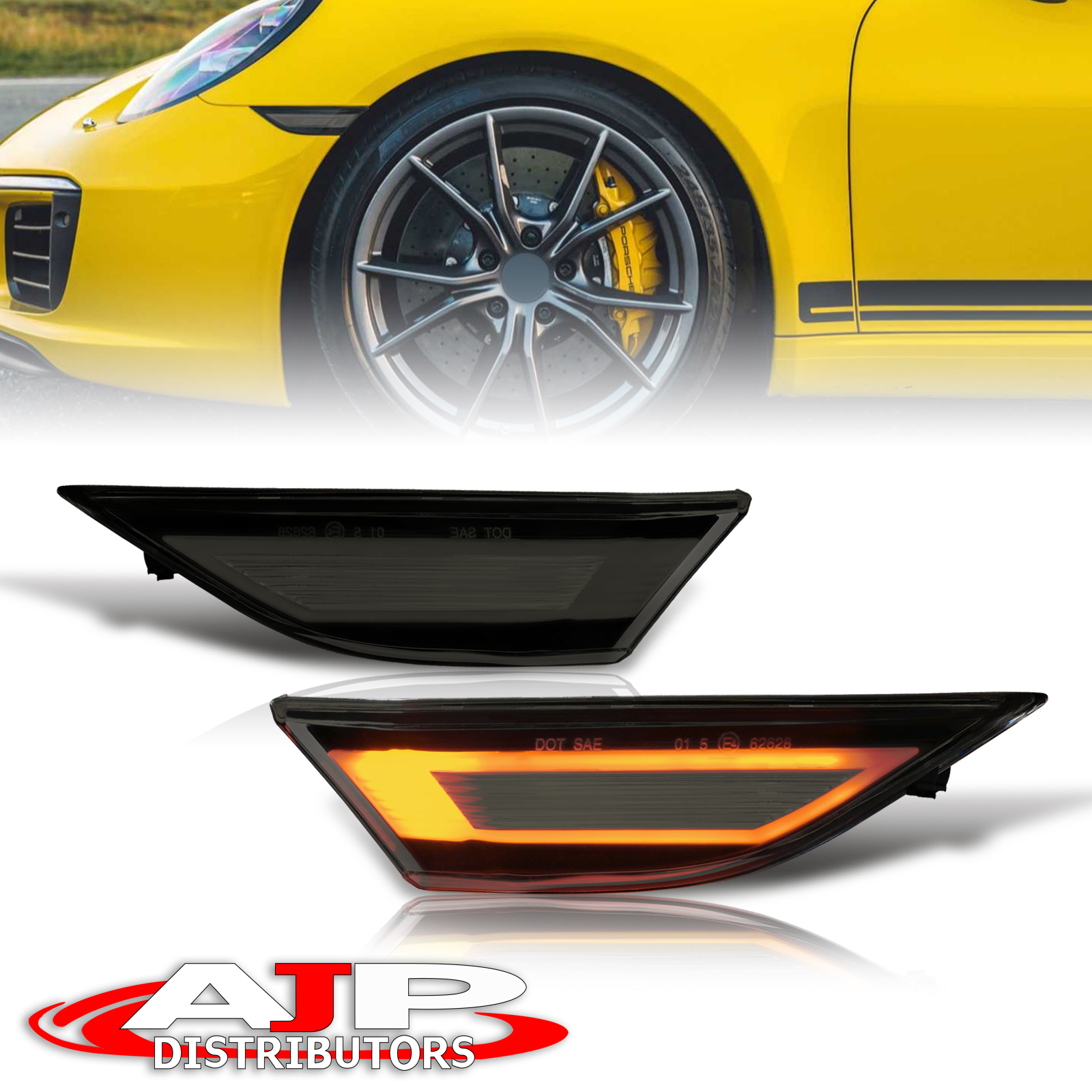 Smoke LED Turn Signal Side Marker Light Lamps For Porsche