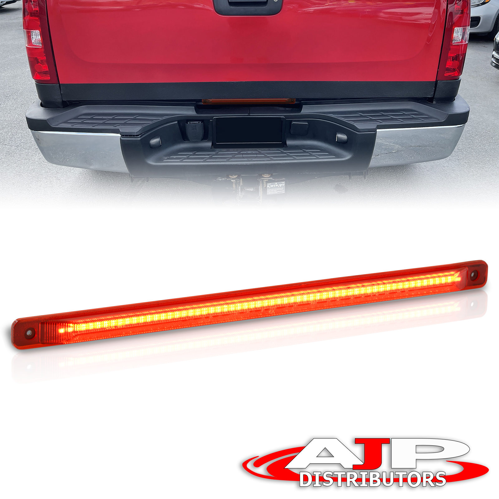 Red LED Tailgate Light Bar For 2001-2014 Chevy GMC 2500HD 3500HD – Direct Fit With Chrome Housing